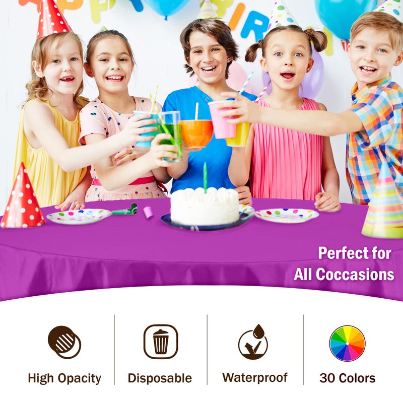 Exquisite 12-Pack Premium Plastic Tablecloth 84in. Round Table Cover - Magenta - Image 5