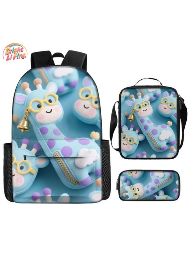 Bright Li Fire Unlock the new fashion of childish fun! Three-piece set of bags, cartoon elements for children and teenagers (students, children, friends' outings, mountain climbing, schooling, etc. can be used) - 3 - Image 1