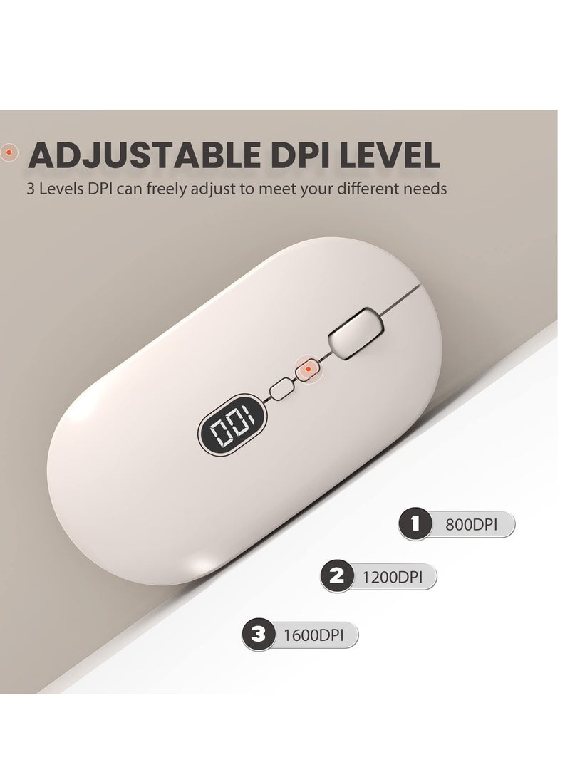 Slim Wireless Gaming Mouse with Battery Indicator, Rechargeable Silent Design, 1600 DPI for PC and Mac, Lightweight and Portable in Milk Tea White - Image 3