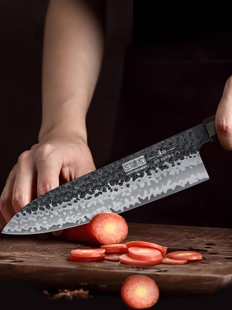 HOSHANHO 8 Inch Japanese Gyuto Chef Knife, 9 Layers 10Cr15CoMoV High Carbon Steel Kitchen Knife, Professional Hand Forged Cooking Knife with Ergonomic Rosewood Handle - Image 5