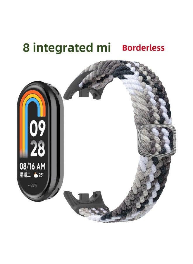 مناسب لـ Mi Band 9 حزام منسوج بزر منزلق قابل للتعديل Mi8 حزام بديل من النايلون الخاص سوار عصري - اللون: Mi 9/8-لون قوس قزح 【نمط مشبك منزلق منسوج】 - Image 3