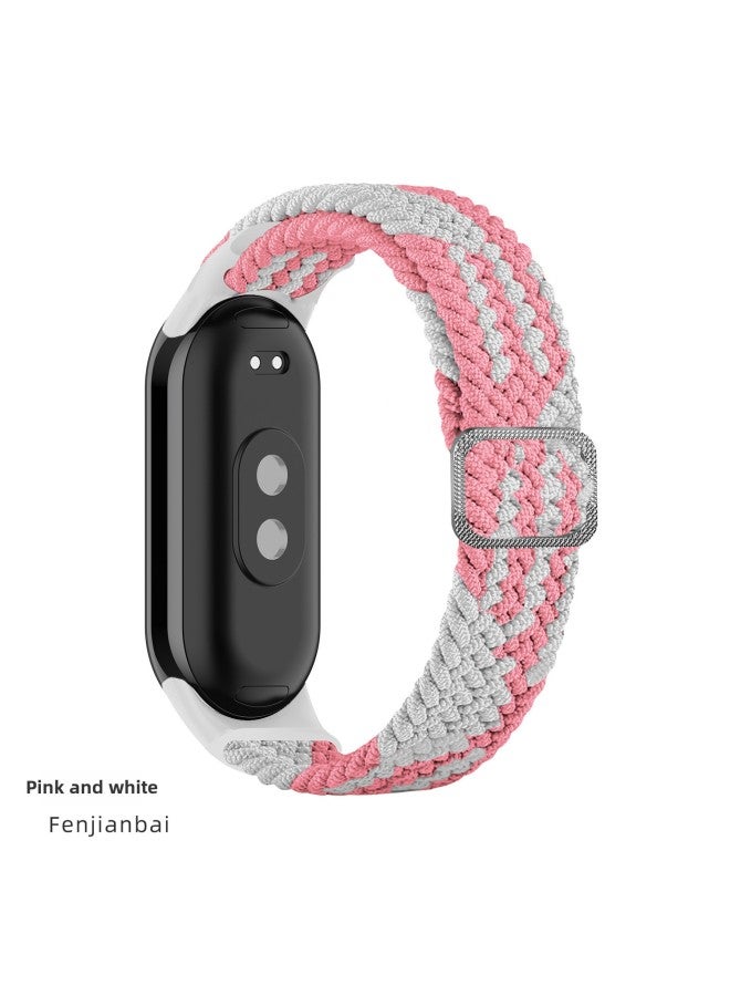 مناسب لـ Mi Band 9 حزام منسوج بزر منزلق قابل للتعديل Mi8 حزام بديل من النايلون الخاص سوار عصري - اللون: Mi 9/8-لون قوس قزح 【نمط مشبك منزلق منسوج】 - Image 5