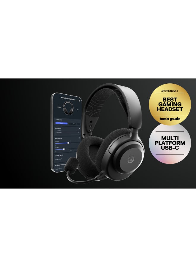 steelseries Arctis Nova 3 Wireless Multi-Platform Gaming Headset — Mobile App Control — 40 HR Battery — Neodymium Magnetic Drivers — 2.4GHz/Bluetooth — Detachable Mic — PC, PS5, PS4, Switch, Mobile- Black I 61775 - Image 2