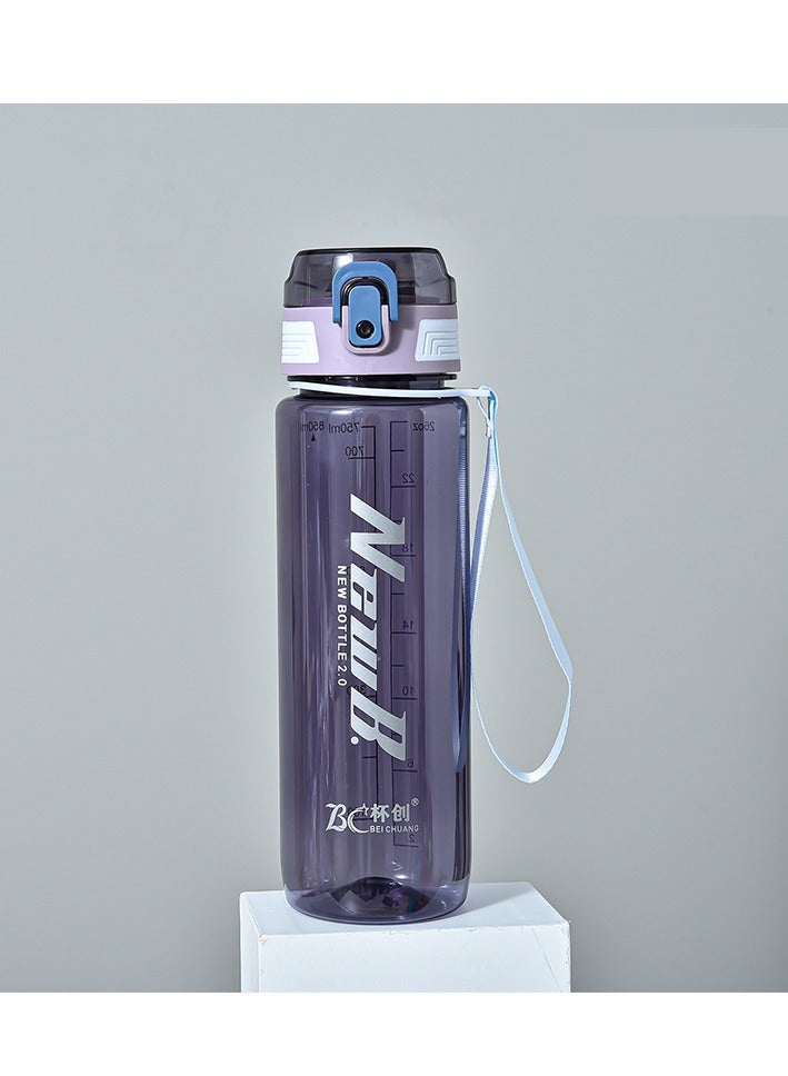FFA SPORTS Fitness for All 850ml Water Bottle Shaker Sports Plastic Water Bottles With Inside Filter Lid and Time Markings (Purple) - Image 1