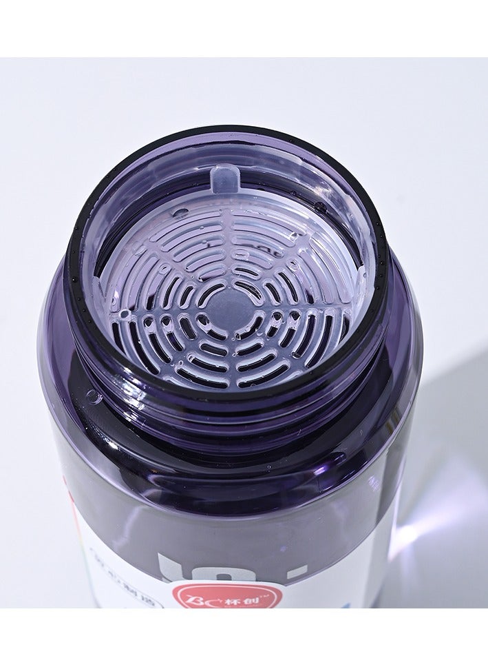 FFA SPORTS Fitness for All 850ml Water Bottle Shaker Sports Plastic Water Bottles With Inside Filter Lid and Time Markings (Purple) - Image 2