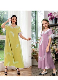 Al Aoyama Feather patchwork dress, princess style mother-daughter outfit  - Image 5