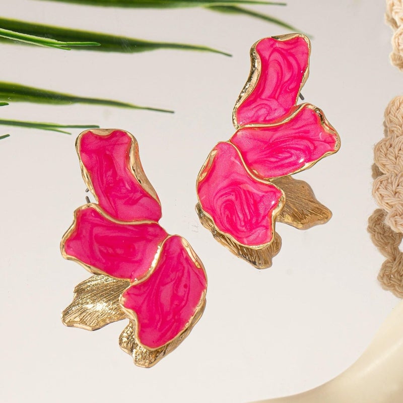 EXPHAIN Irregular Petal Earring For Women Stainless Steel Unique Statement Flower Dangle Earrings Jewelry Gift - Image 4