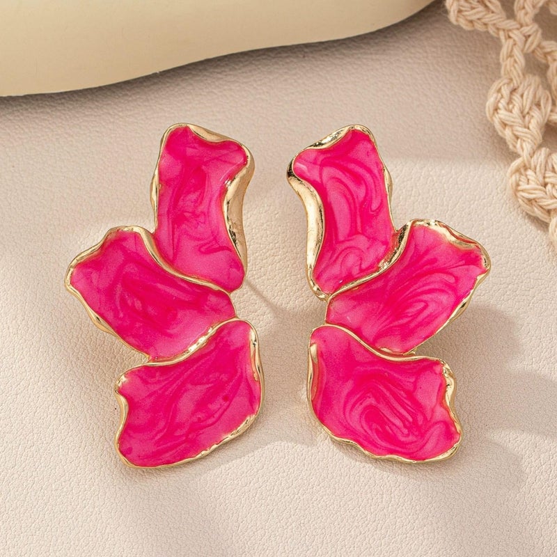 EXPHAIN Irregular Petal Earring For Women Stainless Steel Unique Statement Flower Dangle Earrings Jewelry Gift - Image 3