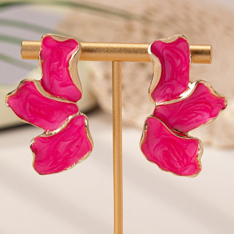 EXPHAIN Irregular Petal Earring For Women Stainless Steel Unique Statement Flower Dangle Earrings Jewelry Gift - Image 2
