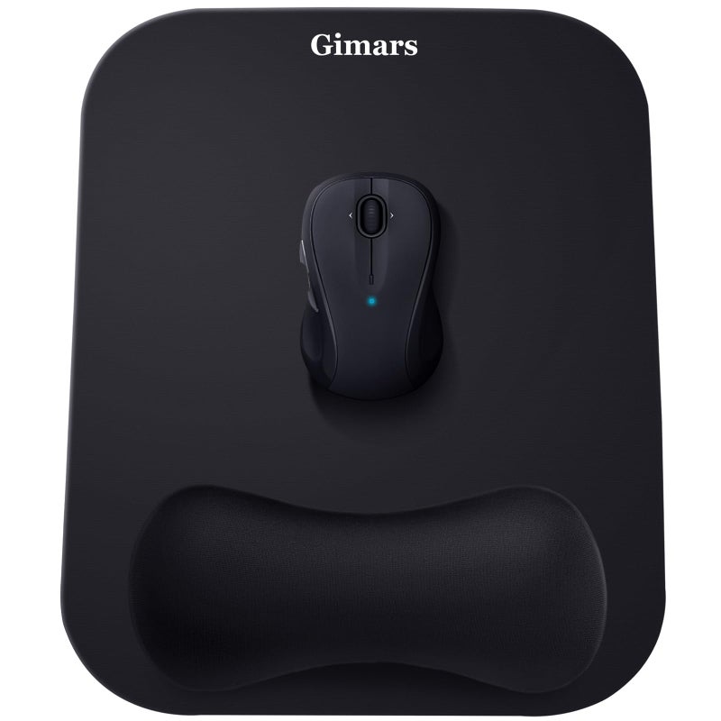 Gimars Mouse Pad with Wrist Rest, Large Smooth Superfine Fibre Memory Foam Ergonomic Mouse Pad, Comfortable Mousepad with Nonslip Base for Pain Relief, Laptop, Computer, Gaming, Office, 11 x 8.26'' - Image 1