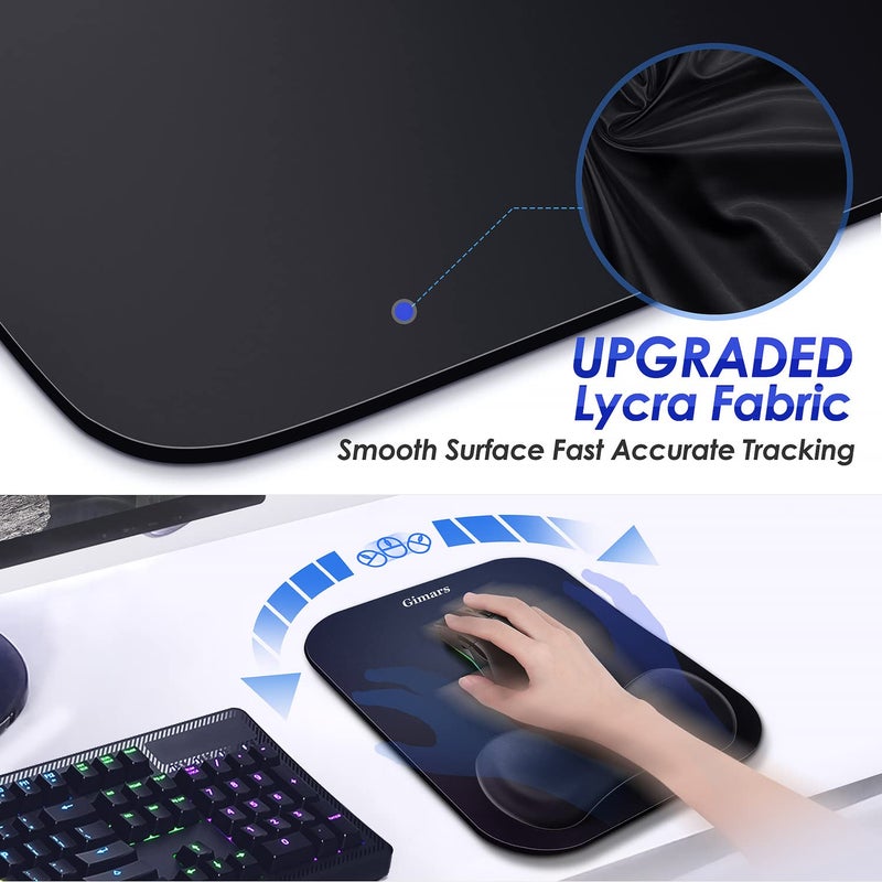 Gimars Mouse Pad with Wrist Rest, Large Smooth Superfine Fibre Memory Foam Ergonomic Mouse Pad, Comfortable Mousepad with Nonslip Base for Pain Relief, Laptop, Computer, Gaming, Office, 11 x 8.26'' - Image 2