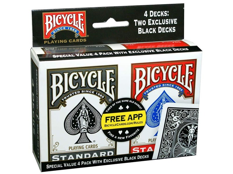ALMA 4 Decks Bicycle Rider Back Standard Poker Playing Cards Black & Red - Image 1