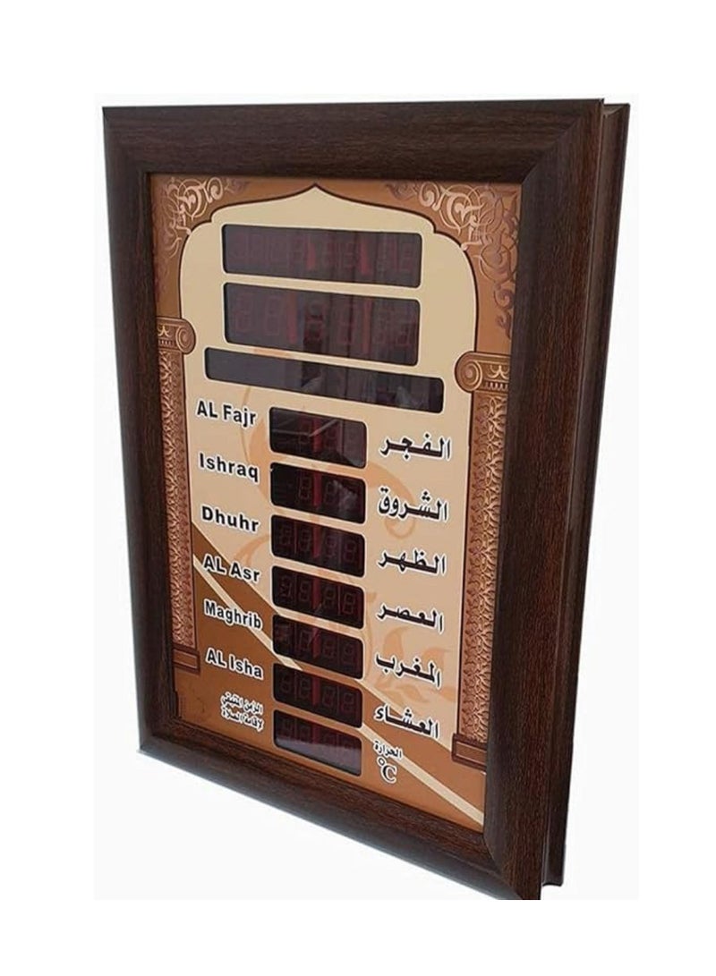 LED Digital Azan Wall Clock Brown 65 centimeter - Image 2