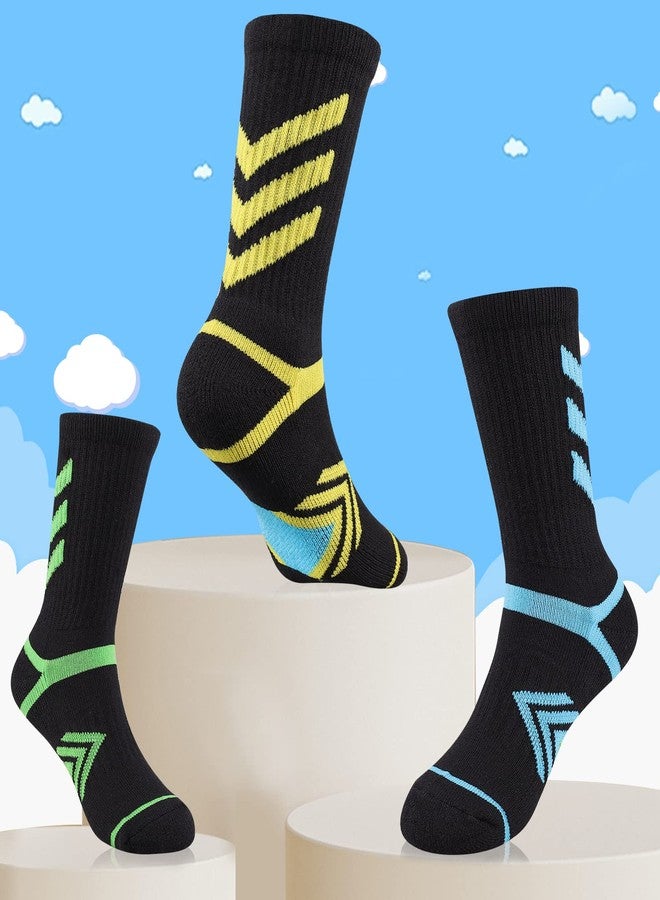 Comfoex Boys Crew Socks Athletic Long Cotton Socks For Kids Half Cushioned Calf Sports Socks 6 Pairs - Image 5