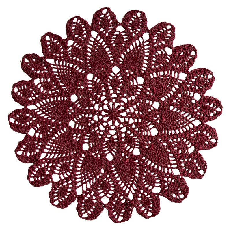 Phantomon 20 Inch Lace Doilies Table Placemats Handmade Crochet Cloth Round Coasters Knitted Doilies for Tables Sofa Cover 100 Cotton Burgundy