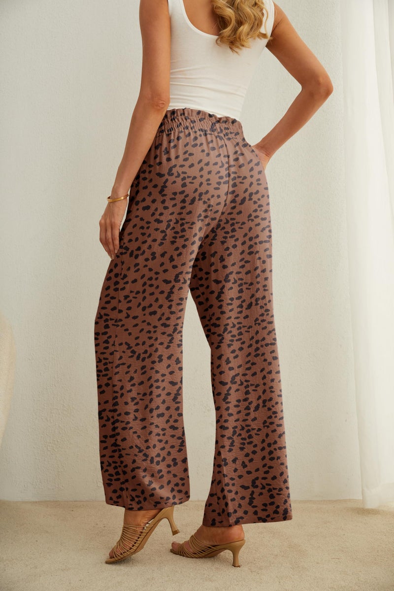 IWOLLENCE Women's Wide Leg Pants with Pockets High Waist Adjustable Knot Loose Casual Trousers Business Work Casual Pants LD Coffee XX-Large - Image 4