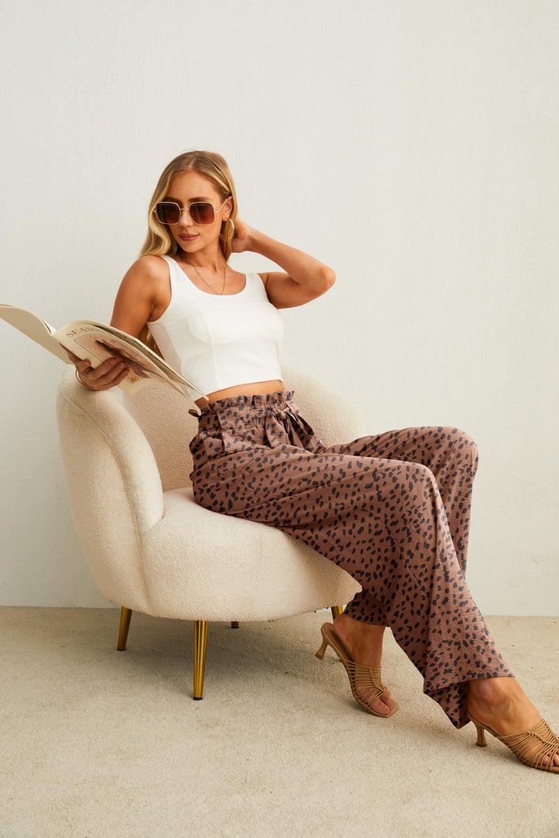 IWOLLENCE Women's Wide Leg Pants with Pockets High Waist Adjustable Knot Loose Casual Trousers Business Work Casual Pants LD Coffee XX-Large - Image 5