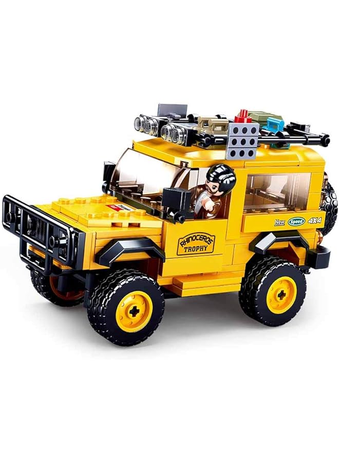Sluban Model Bricks Series Yellow Jeep Building Blocks With Mini Figures For Children 12 Years And Over 288 Pcs  - Image 1