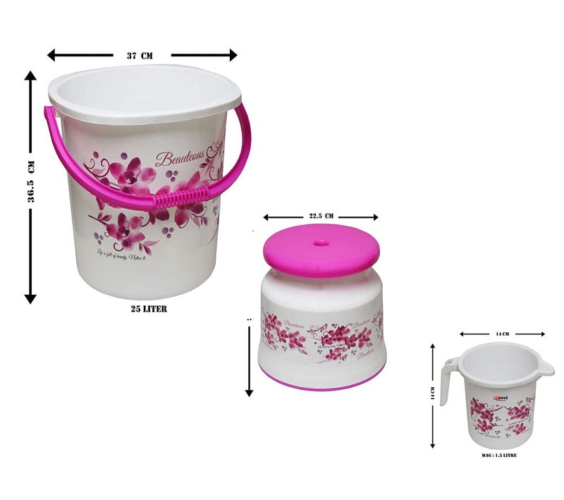 AOOMI New Flower Printed Square Bathroom Set Pink 6 - Image 4