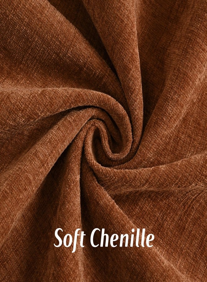 FUTEI Soft Cozy Rust Chenille Decorative Throw Pillow Covers 18x18 Inch Set of 2,Double Stitch Scalloped Bordered Cushion Case,Modern Home Decor for Couch Bed Living Room - Image 2