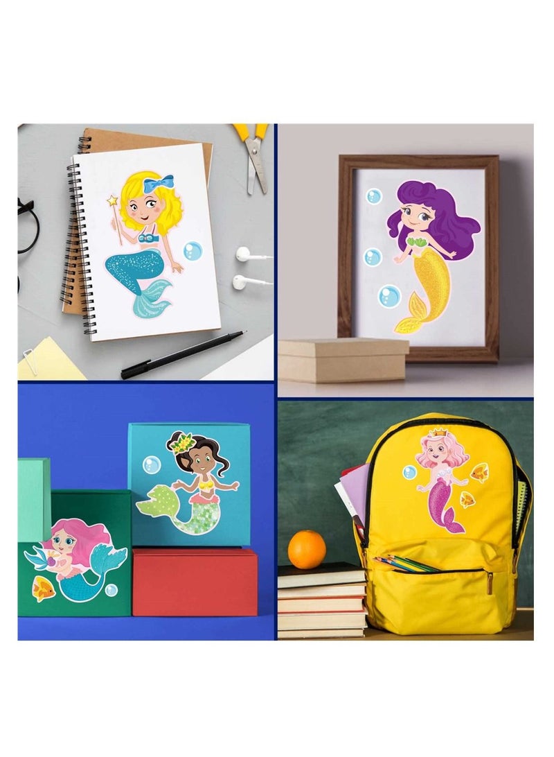 SYOSI, 48 Sheets Mermaid Stickers, 8 Style Mermaid Stickers for Kids Favors Birthday Party Decorate, Face Stickers for Classroom Rewards, Mermaid Themed Art Craft Supplies - Image 5