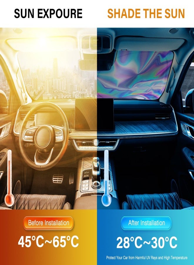 Clothclose Iridescent Sun Shade for Car Windshield, Foldable Universal Car Windshield Upgrade Sunshade Enhanced UV Rays Reflective Sun Visor Shade Keeps Vehicle Cool - Image 4