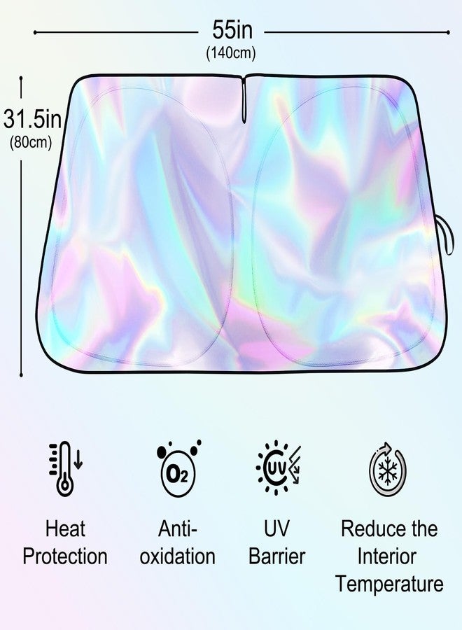 Clothclose Iridescent Sun Shade for Car Windshield, Foldable Universal Car Windshield Upgrade Sunshade Enhanced UV Rays Reflective Sun Visor Shade Keeps Vehicle Cool - Image 2