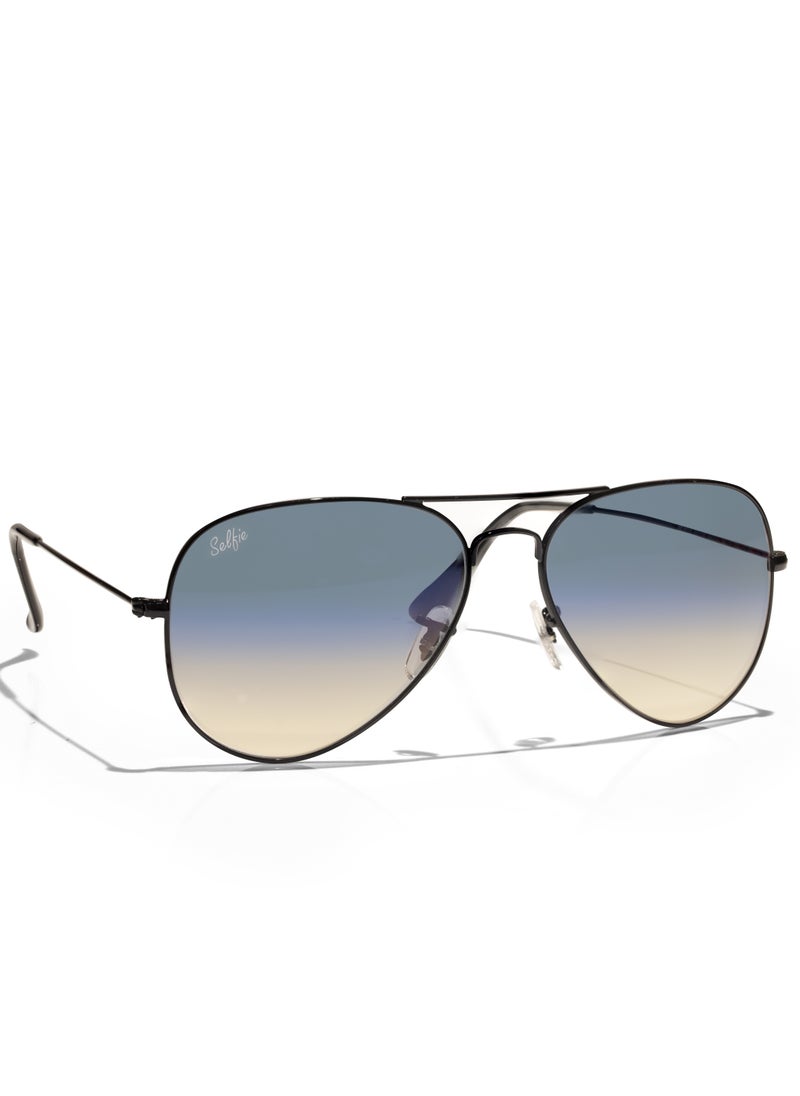 selfie Selfie Aviator Blue Black Metal Frame with UV 400 Sunglasses, SE3025-018  - Image 3
