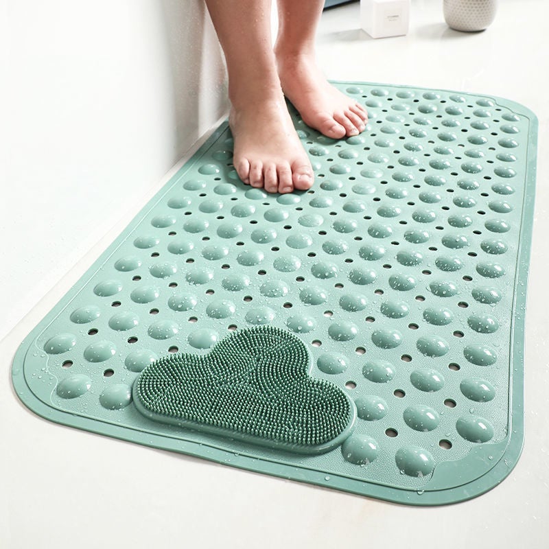 إسكدنيا Cloud massage bathroom non-slip mat TPE floor mat with suction cup home shower room bath bathtub mat foot mat for hair generation Mars Green