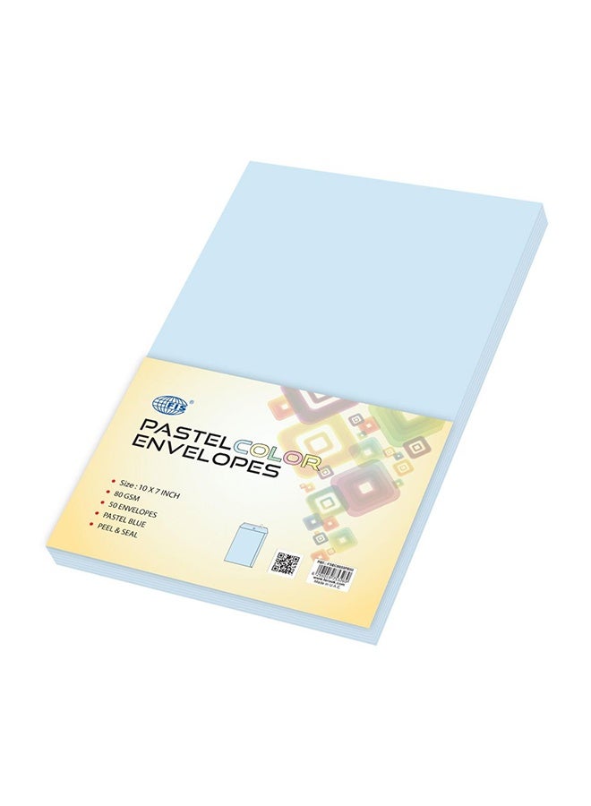 FIS Pastel Blue Color Envelopes, Peel & Seal, 10 x 7 Inch, 80 GSM, 50 Count - Image 2
