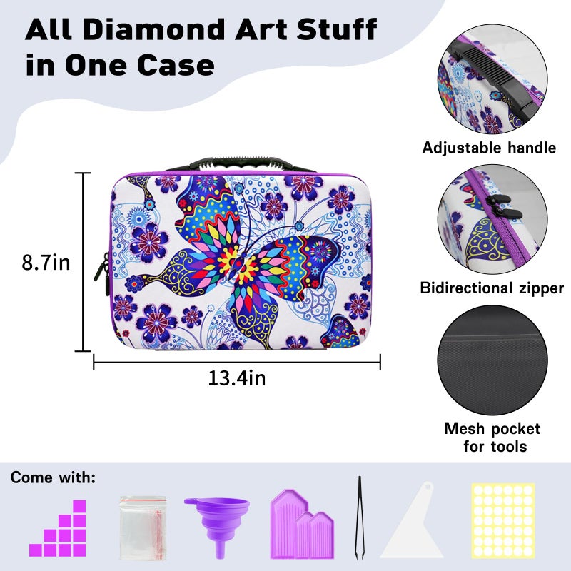 ZORETCO Diamond Painting Storage Case,60 Slots Diamond Art Kits with Accessories for Craft Jewelry Beads Organizer Boxes - Image 2