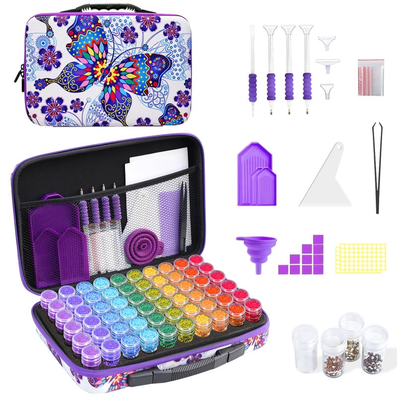 ZORETCO Diamond Painting Storage Case,60 Slots Diamond Art Kits with Accessories for Craft Jewelry Beads Organizer Boxes - Image 1