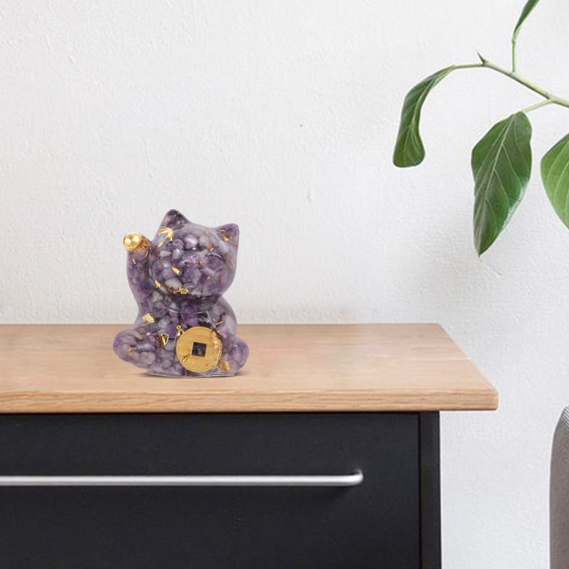 Tabletop Cat Statue Crystal Craft Cute Cat Figurine Decoration Home Office Cat Decor - Image 3