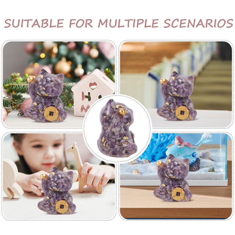 Tabletop Cat Statue Crystal Craft Cute Cat Figurine Decoration Home Office Cat Decor - Image 4