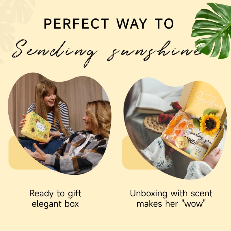 Frerdui Birthday Gifts for Women, Get Well Soon Gifts Sending Sunshine Sunflower Gift Baskets, Self Care Gifts for Women Her Best Friends Bestie Sister Mom Female, Inspirational Gifts for Women Mother Day - Image 2