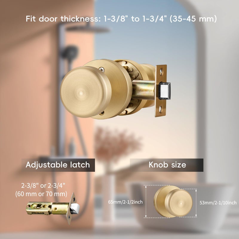 Ncsen Gold Interior Door Knob Non Locking  Passage Door Handles For Hall & Closet  Heavy Duty Door Knobs - Image 3
