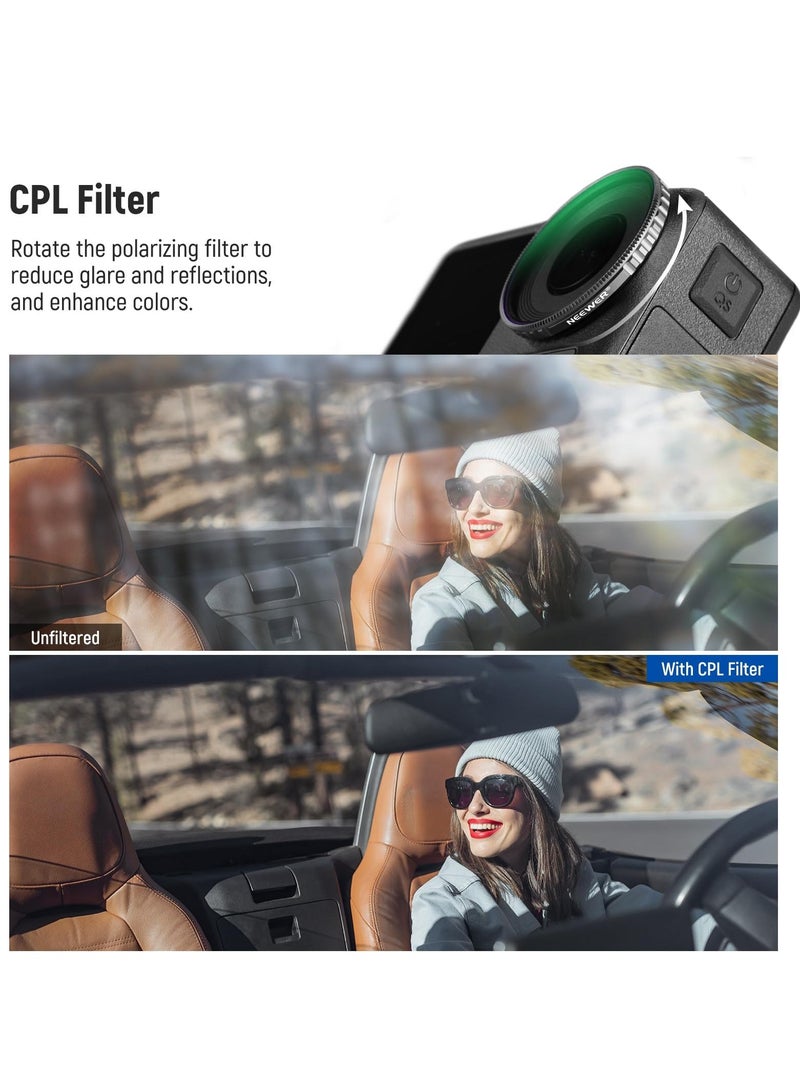 4-Pack ND Filter Set for DJI Osmo Action 4: ND8, ND16, ND32, CPL Polarizer - Action Camera Lens Accessories with Multi-Coated HD Optical Glass and Aluminum Frame  - Image 3