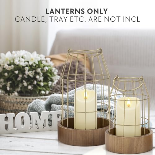 KIBAGA Rustic Farmhouse Lantern Decor Set of 2 Stylish Decorative Lanterns for Your Living Room Patio Porch or Kitchen Dining Table Modern IndoorOutdoor Coffee Table Decor for Your Entire Home - Image 3