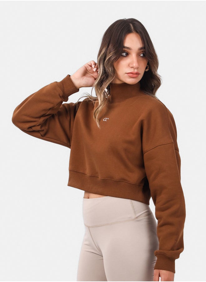 SHECHICK High collar Brown Chic Crop Top  - Image 2