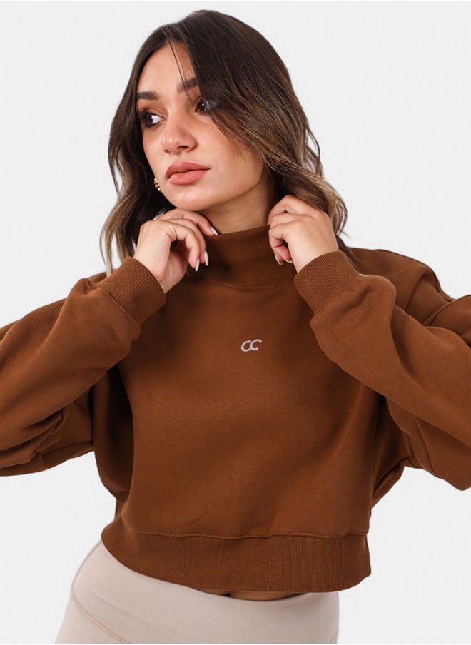 SHECHICK High collar Brown Chic Crop Top  - Image 3