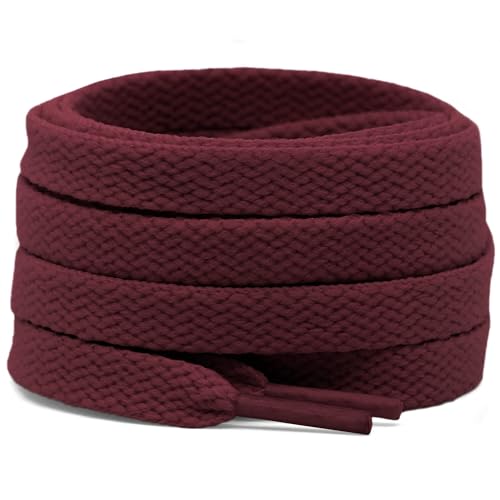 DELELE 2 Pair 55 inch Flat Shoe laces 5/16" Wide Shoelaces for Athletic Running Sneakers Shoes Boot Strings Dark Red - Image 1