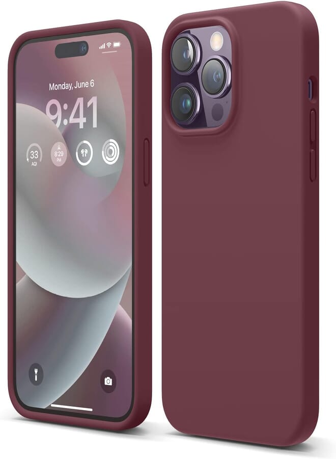 elago Liquid Silicone Case Compatible with iPhone 14 Pro Max Case (6.7"), Premium Silicone, Full Body Protection - 4 Layer Shockproof Phone Cover, Anti-Scratch Soft Microfiber Lining (Burgundy)
