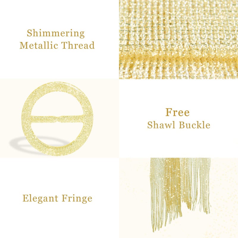 vimate Party Shawl for Women, Lightweight Champaign Gold Evening Shawls and Scarf Wraps for Formal Dresses (Champagne) - Image 2