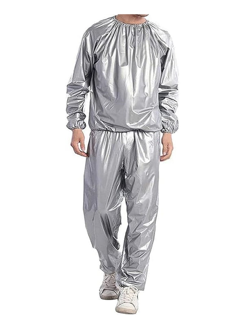 بدلة ساونا للتخسيس للنساء جاكيت للتمرين للتعرق وسروال غزير وفقدان الوزن بدلة رياضية ضيقة بسحاب للياقة البدنية - Image 1