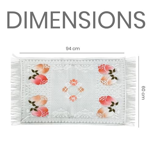 Yellow Weaves™ Floral Decorative Fridge Top Cover - (Off-White Color 37 X 24 Inches) - Image 5