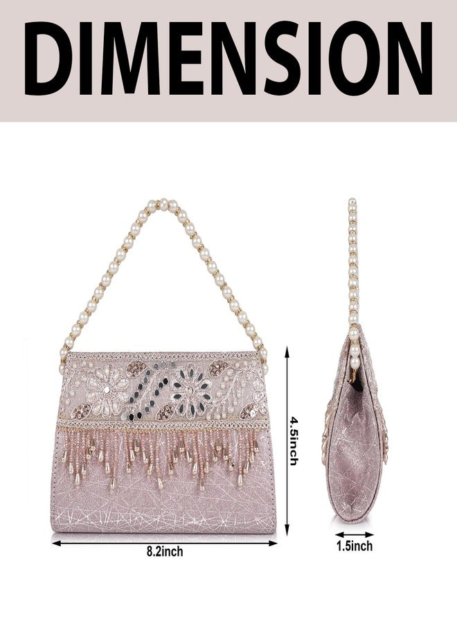 Nevis Women’s Embellished Clutch with Pearl Handle | Fancy Designe & Wedding Potli Bag for Festive & Evening - Image 5