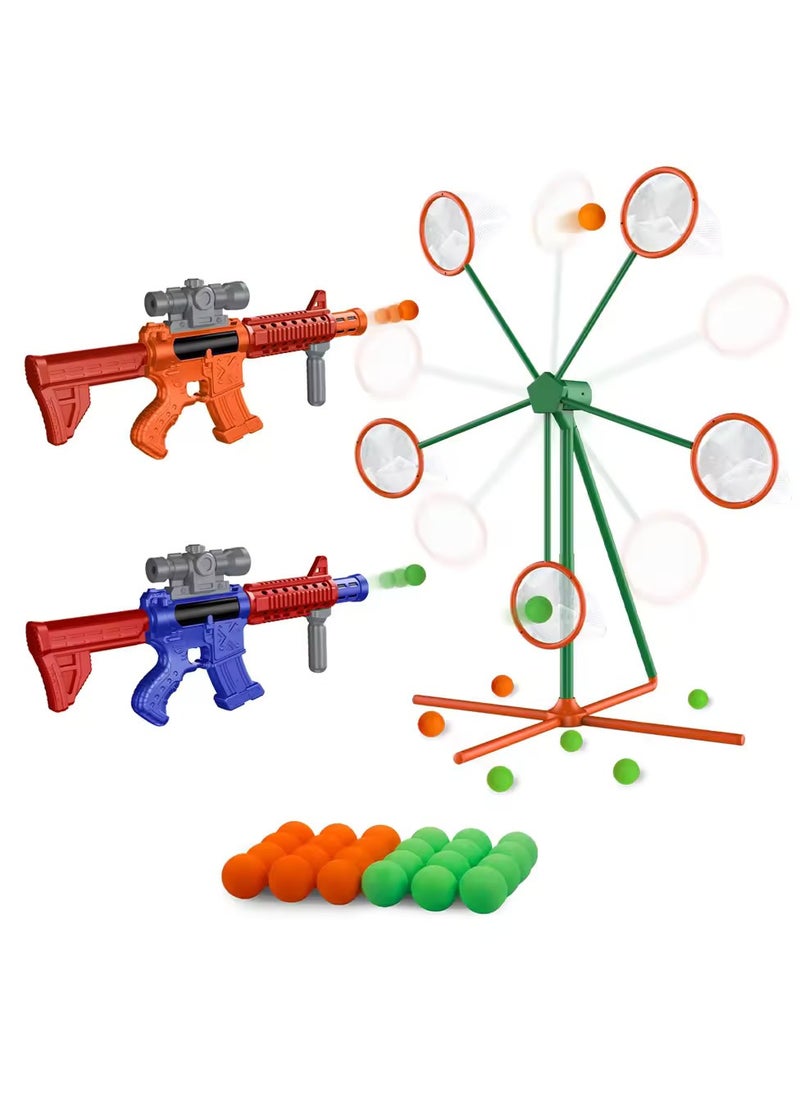 ESSEN Shooting Games Toys for Age 5 6 7 8 9 10+ Year Old Boys Girls, Kids Toys Outdoor Sports Game with 2 Popper Air Toys, Moving Shooting Target, 24 Foam Balls, Gifts for Boys Girls  - Image 1