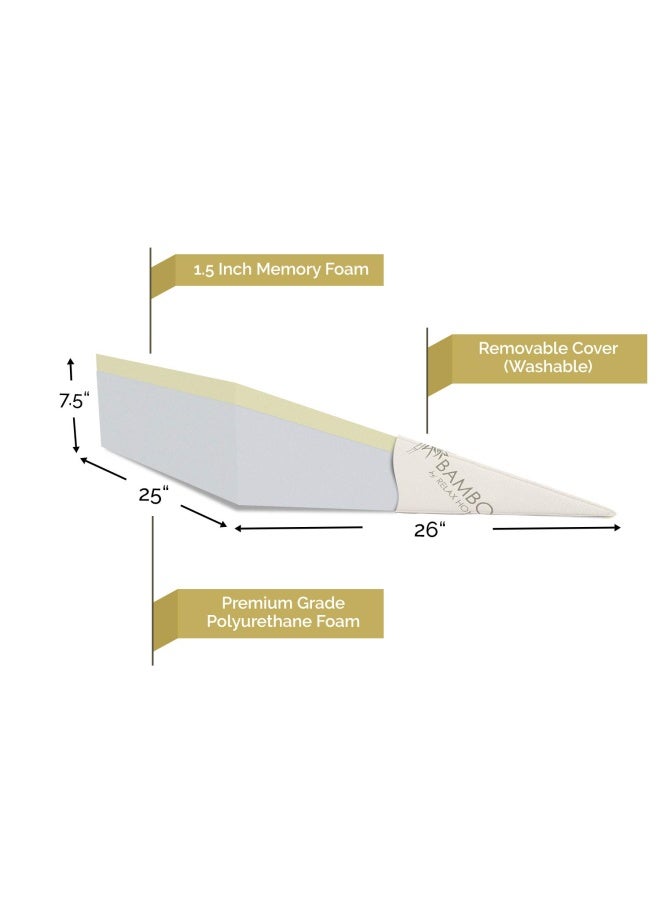 Relax Home Life 7.5 Inch Bed Wedge Pillow For Acid Reflux 1.5 Inch Memory Foam Top With Bamboo Cover 25 W X 26 L X 7.5 H White - Image 2