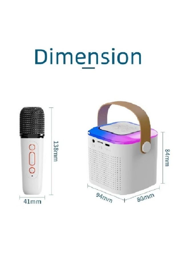 Generic - Portable Bluetooth Karaoke Speaker with Wireless Microphones for Home Enjoyment Party White - Image 1
