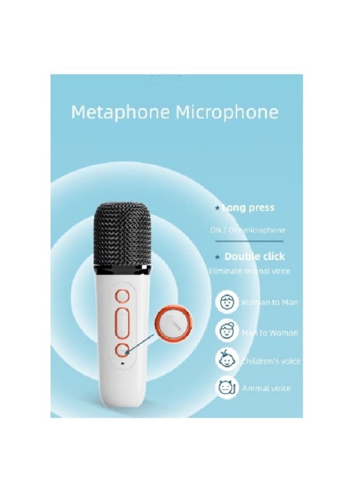 Generic - Portable Bluetooth Karaoke Speaker with Wireless Microphones for Home Enjoyment Party White - Image 1